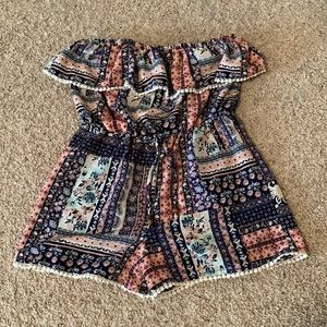 Strapless ruffle romper